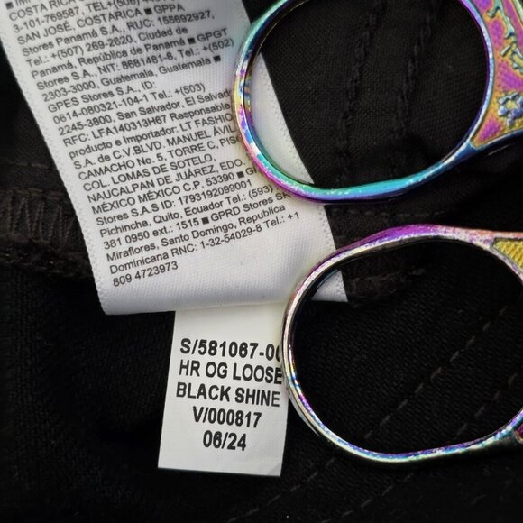 Old Navy Pants Womens 12 Black Metallic Shimmer High Rise OG Loose Whimsigoth - Picture 15 of 16